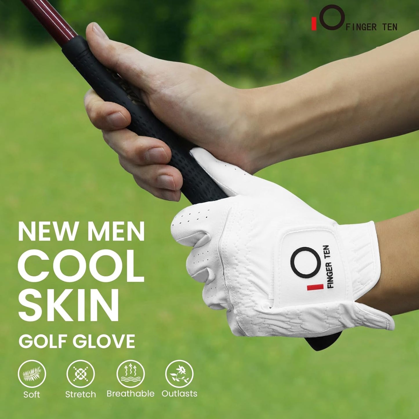 Golf Gloves Men Left Hand Rain Grip Glove for Right Handed Golfer Value 3 Pack, All Weather Durable Grip Size Small Medium Large XL White Black Blue