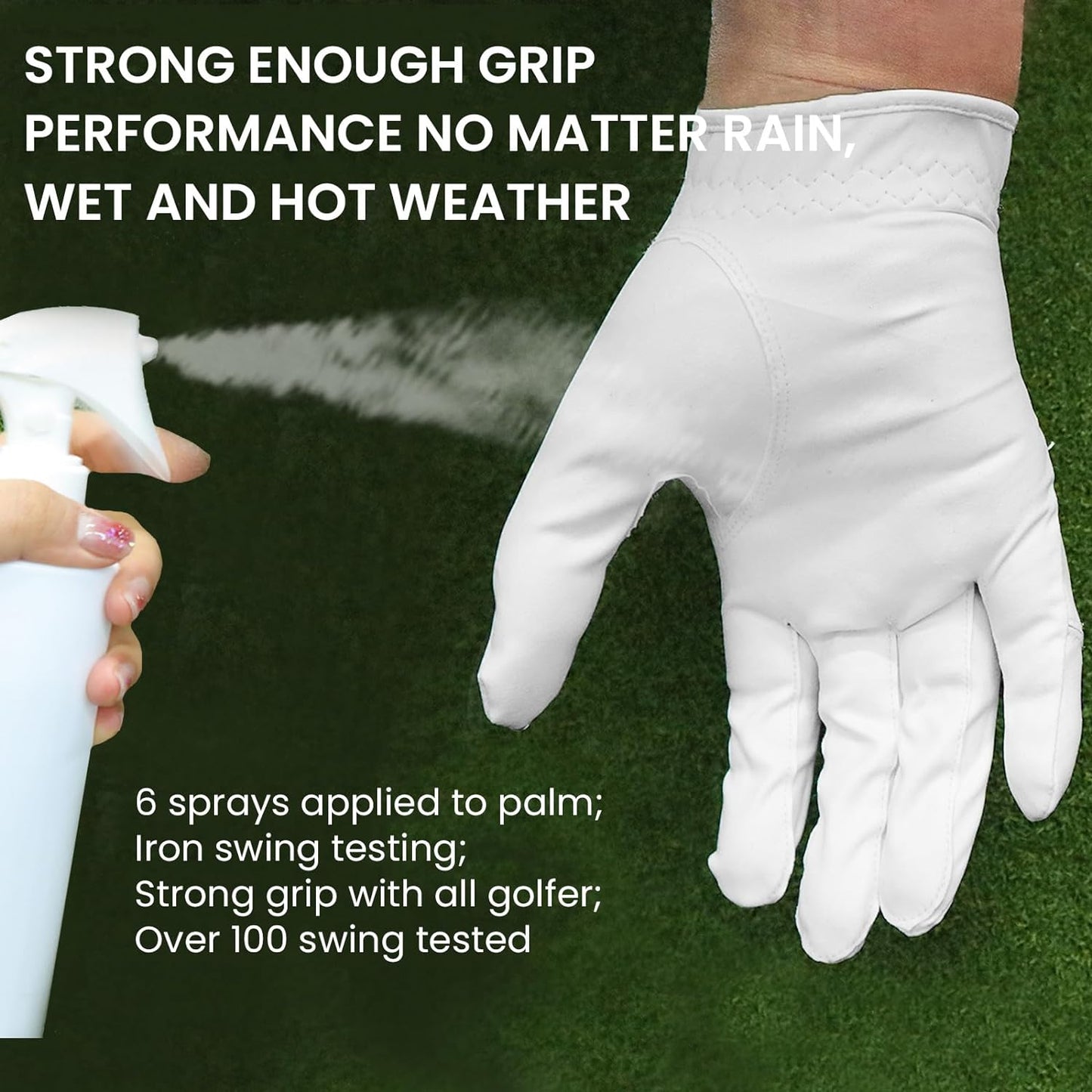 Golf Gloves Men Left Hand Rain Grip Glove for Right Handed Golfer Value 3 Pack, All Weather Durable Grip Size Small Medium Large XL White Black Blue