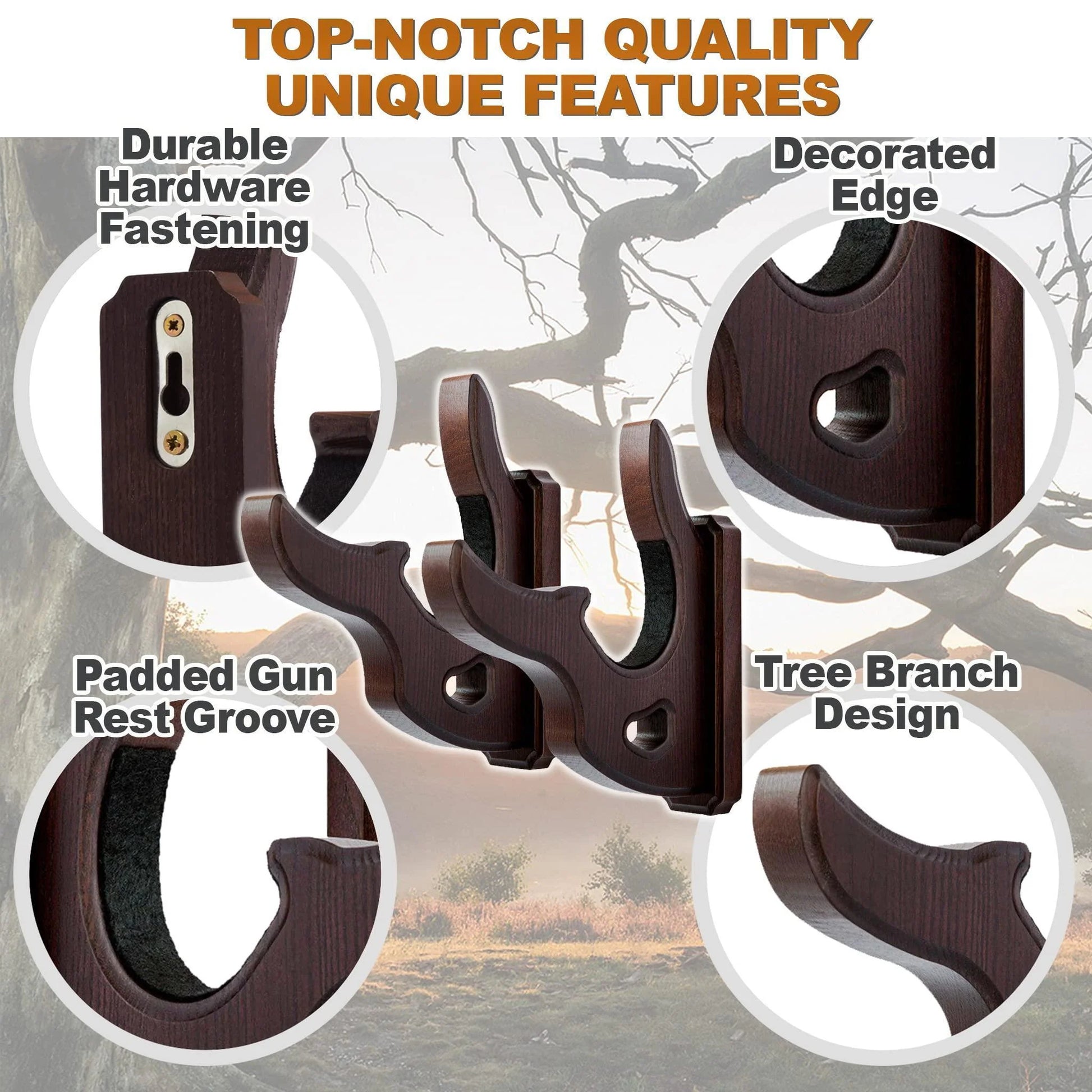 Gun Rack Wall Mount Hold up Displays Horizontal Gun Rack Shotgun Bow Hooks