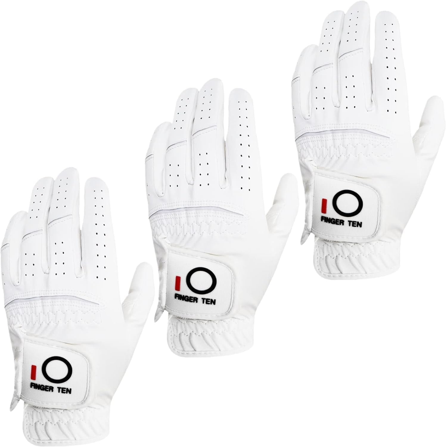 Golf Gloves Men Left Hand Rain Grip Glove for Right Handed Golfer Value 3 Pack, All Weather Durable Grip Size Small Medium Large XL White Black Blue